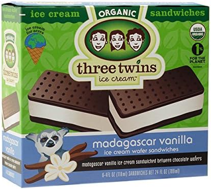 Three Twins, Ice Cream Sandwich Vanilla, 4 Fl Oz, 6 Pack