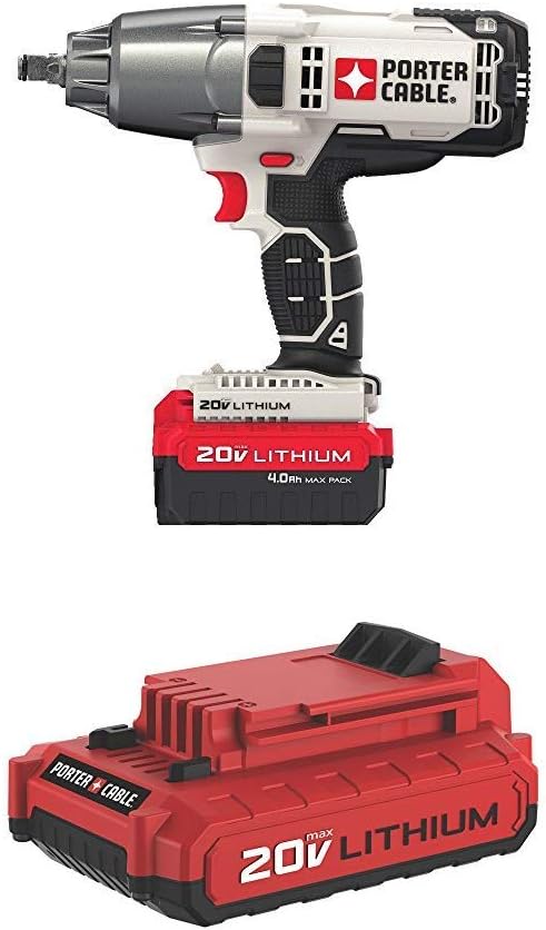 PORTER-CABLE PCC740LA&nbsp; 1/2" Cordless Impact Wrench with PCC682L 20V MAX 2.0 Amp Hour Battery