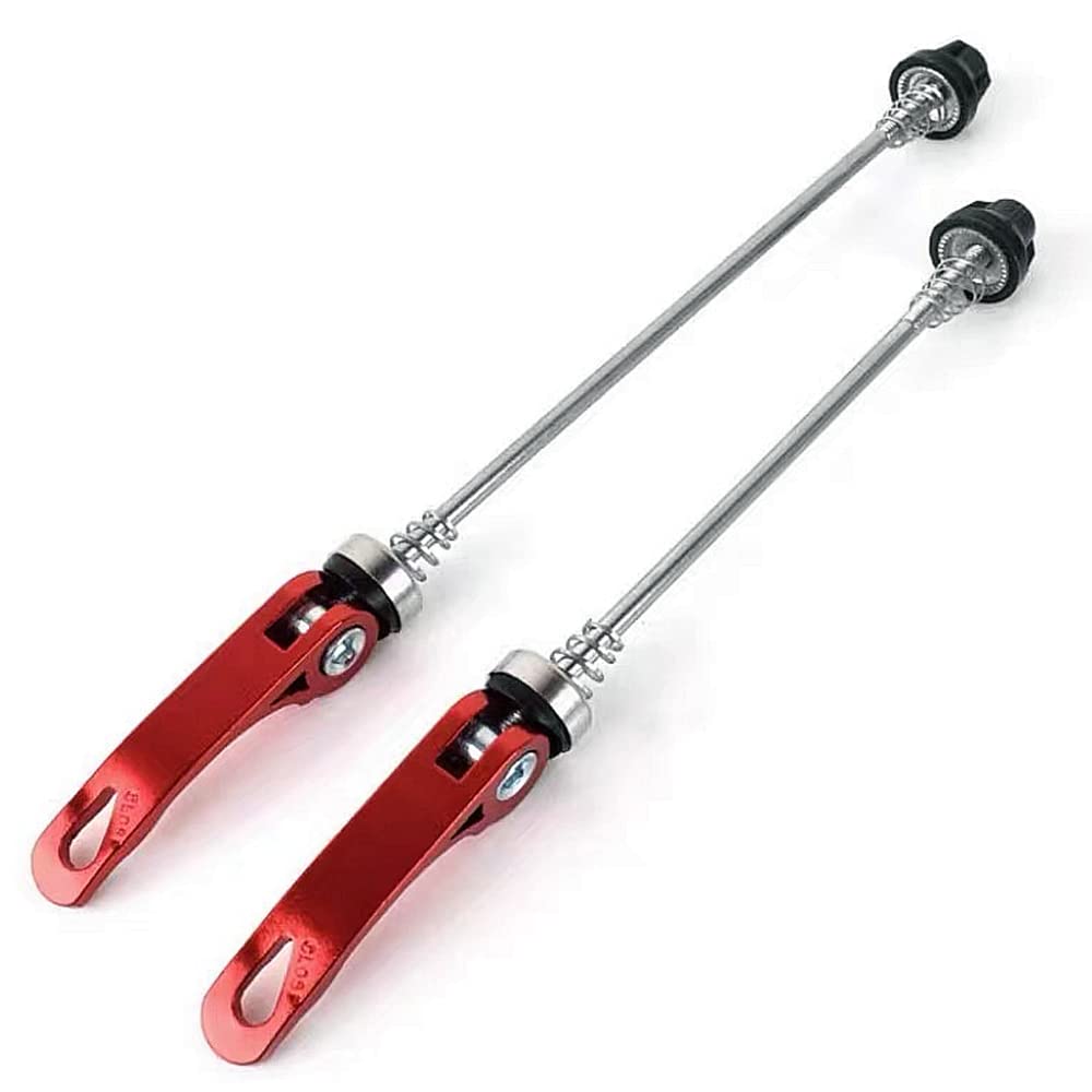 HJUWANG 1 Pair Bike Quick Release Skewer Front Rear Hub Ultralight Bicycle Quick Release Wheel Nuts Front and Rear Skewers for MTB Road Mountain Bike (red)