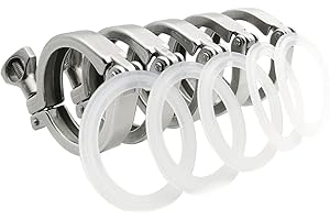 Beduan 1.5" Sanitary Tri Clamp 304 Stainless Steel Single Pin Heavy Duty Tri Clamp Clover with Wing Nut for Ferrule TC 1.5" (5 Pack, 1.5 Inch)