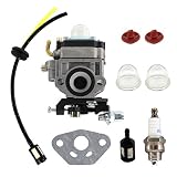 USPEEDA Carburetor for Jiffy Ice Auger Jiffy 2 Cycle Engines Replace 4082 Carb w/Gasket Fuel Filter Check Valve Fuel Line