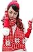 EPYA Women's Snowflake Print Knitting Hat Cap Gloves and Scarf Winter Set