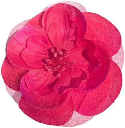 Cuteque International Sophisticated Wedding Flower with Crown Jewels Designs Hand Stitched in Center, 3-Inch, Red, 6-Pack