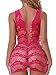 FasiCat Women's Mesh Lingerie for Women Fishnet Babydoll Mini Dress Free Size Bodysuit Hotpink Style 7