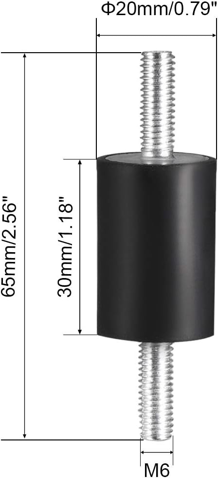sourcing map 20 x 30mm Rubber Mounts,Vibration Isolators,Shock Absorber with M6 x 18mm Studs 4pcs - Image 3