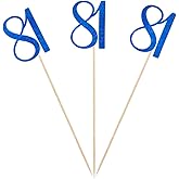 Blue Glitter 81st Birthday Centerpiece Sticks, 12-Pack Number 81 Table Topper Anniversary Party Decorations