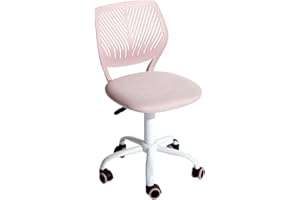 HOMY CASA Armless Home Office Desk Chair, Colorful Task Chair with Soft Mesh Padded Cushion, Height Adjustable Swivel Study Computer Chair for for Girls Boys Teens (Pink Ⅰ, 1PC)