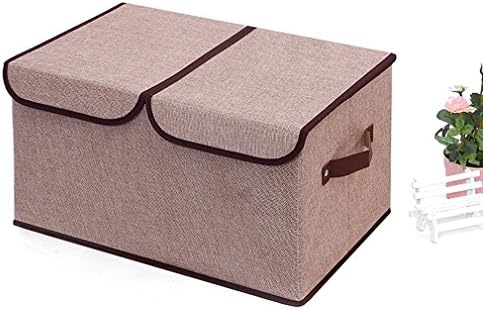 XINTINGHZP Foldable Thick Fabric Storage Bin Clothes Drawer Organizer Box with Double Lids and Removable Divider, 1 Pack (khaki)
