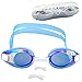 Ipow Anti-fog Mirrored Silicone seal watertight Swim Swimming Goggles/mask with Uv Protection Plating Glasses + Premium Goggles Case (Blue)