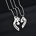 DALARAN Her Buck His Doe Engraved Stainless Steel Couple Necklace Deer Pendants Heart Split for Men Women