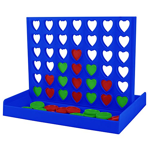 AMGlobal 4 in a Row, Line Up 4, Heart-Shaped Four in a Row Game, Classic Family Toy, Board Game For Kids and Family For Fun(Blue)