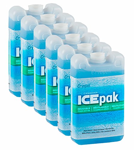 Cryopak Reusable ICE-Pak - For Coolers, Lunch Box and Insulated Bags - Perfect for School Lunch, Picnics, Trips at the Beach, BBQs, Camping, and Other Outdoor Activities (Lunch, 6-Pack)