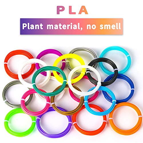 7TECH 3D Pen/Printing/Drawing Pen Filament Refills PLA 1.75mm 30 colors, 300 Feet with 280 Stencil E-book (wood,silver,gold,copper,6 Fluo,20 Common),High-Precision Diameter Filament for Tecboss Nulaxy