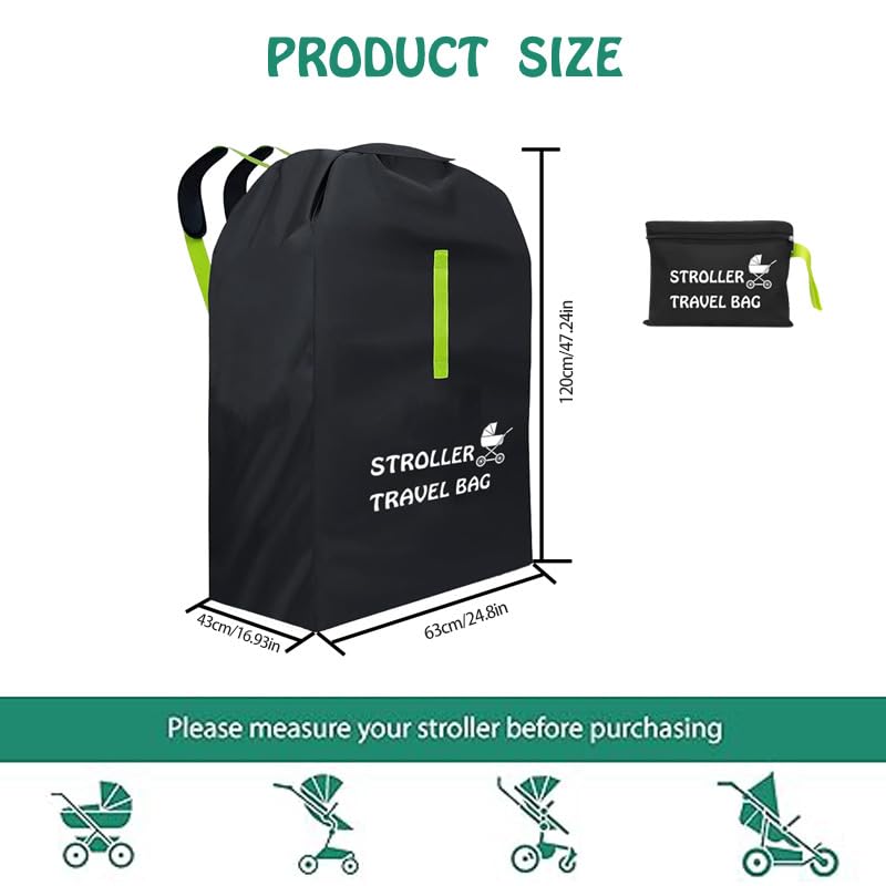 KOWVOWZ Stroller Travel Bag, Portable Pram Bag for Airplane, Oxford Cloth Baby Stroller Travel Bag, Gate Check Travel Bag with Backpack for Airplane Travel