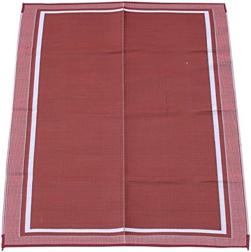 Fireside Patio Mats Cranberry Sunrise 6 ft. x 9 ft. Polypropylene Indoor/Outdoor Reversible Patio/RV Mat