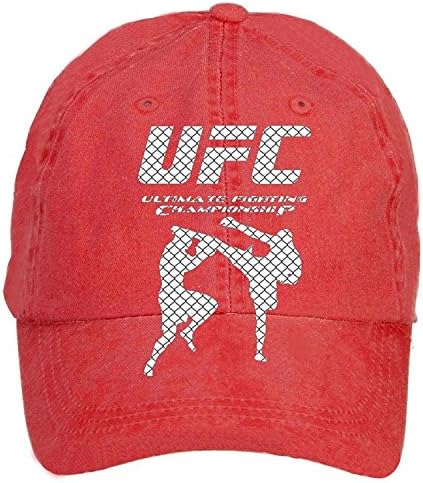 Feimengshirt Adjustable UFC Logo Washed 100% Cotton Baseball Cap Red