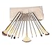 Angeltyr Makeup Brushes Set - Foundation Contour Eyebrow Eyeliner Eyelash Lip Powder Brush (12pcs, Champagne)