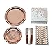 Andaz Press Rose Gold Copper Foil Striped Straws, 50-Pack, Shiny Metallic Champagne Colored Anniversary Wedding Birthday Baby Shower Party Supplies Decorations