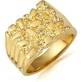 10K and 14K Yellow Gold Men's Elegant Nugget Ring with Multiple RingSize