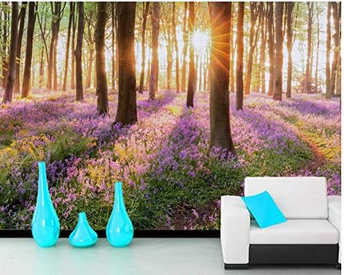 日の出の壁紙ヒヤシンスの森の小道自然な3d壁紙壁画 リビングルームテレビ