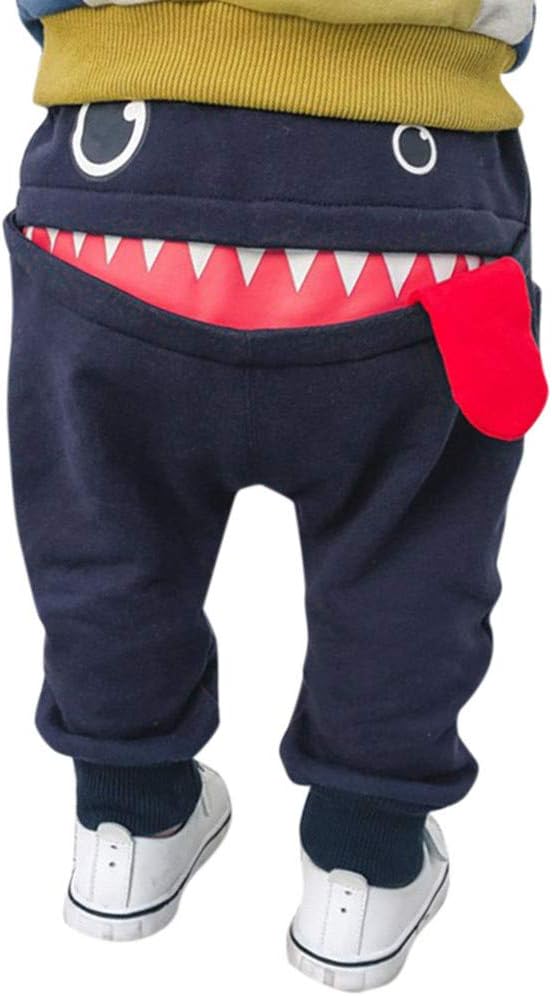 Fainosmny Children's Plus Velvet Harem Pants Kids Boys Girls Cartoon Shark Tongue Thick Warm Trousers Sweatpants