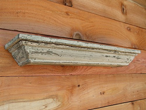 Floating White Mantle, 23" long, Distressed, Handmade, CEDAR, Crown Molding, Shabby Chic, Aged, Headboard, Custom orders welcome