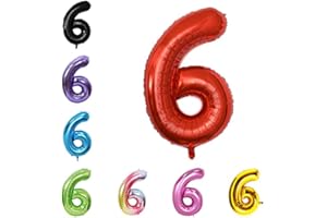 YPSELECTED 40 Inch Large Foil Helium Number Balloon Birthday Wedding Party 0-9 (Red, 6)