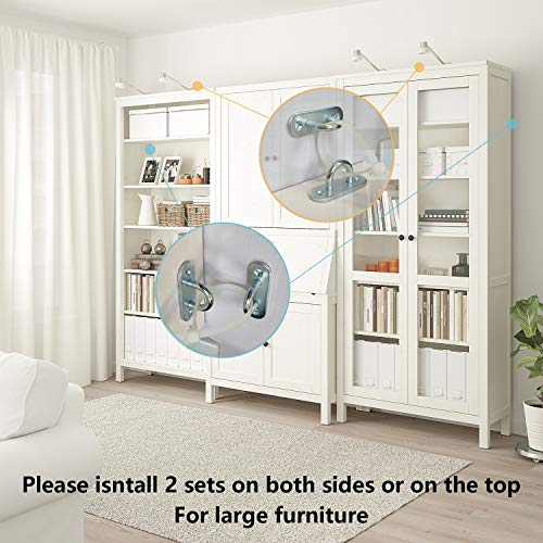 Furniture Straps Wall Anchor, (4 Packs) Furniture Anchors for Baby Proofing, Anti Tip Furniture