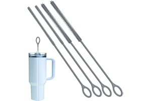 4PCS Silicone Straw Brush, Straw Cleaner Brush Extra Long for Cleaning Bottles Cups Tubes, Non-Slip Handle Soft and Bendable,