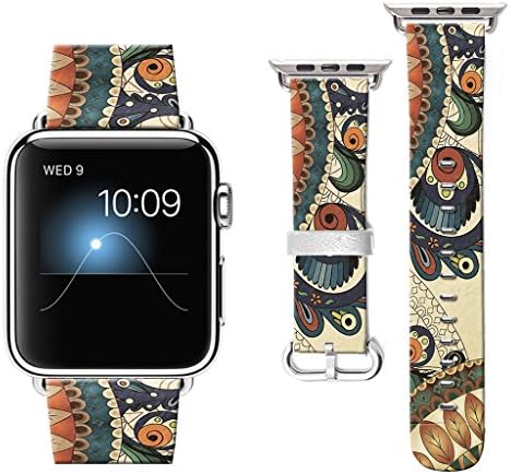 Compatible with Apple Watch Band 44mm 2018, Watchbands for iWatch 42mm, Leather Bands Compatible with Apple Watch 42mm Nike+ Series 4/3/2/1 Sports Edition Japanese-Style Floral Patterns