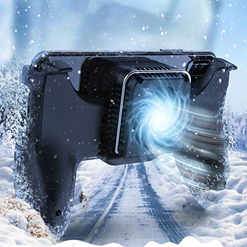 Mobile Gaming Controller, Game Phone Grip Heat Dissipation Joystick Smartphone Gamepad Handle with Cooling Fan, Support, Power Charger Finger Triggers for PUBG, Shooting Games.(Semi-Conductor)