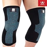 Mava Sports Knee Support Sleeves (Pair) for Joint Pain & Arthritis Relief, Improved Circulation Compression - Effective Support for Running, Jogging,Workout, Walking & Recovery (Black&Blue, Large)