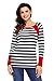 Astylish Women Casual Color Block Crewneck Long Sleeve Striped T-Shirt Blouse Tops Red X-Large