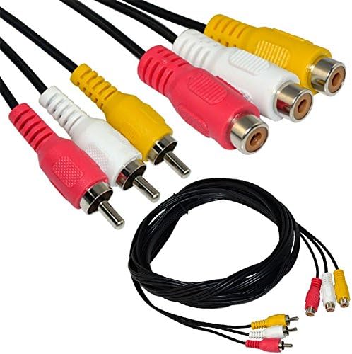 15Ft RCA Extension Cable 3RCA Audio Vedio 3 Rca Male to 3 Rca Female Audio Video Extension Cable 3RCA Male to Female Audio Composite Extension Video Cable DVD CD AV TV