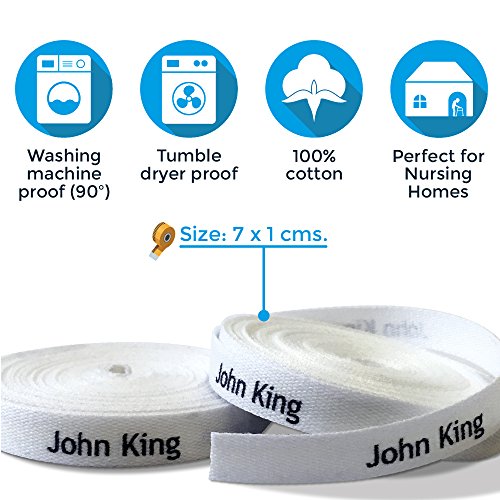 100 Personalized Labels to Mark Clothes. Sewing Tape in Clothes. Gentle with Your Kids Skin, for Children's School Uniform/Clothing Labels for Kids, Baby and Children. Send Text in Gift MESAGE - Thumbnail 2