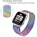 hooroor for Fitbit Versa Bands Women Men Small Large, Milanese Loop Stainless Steel Metal Sport Replacement Bracelet Strap with Magnet Lock Wristbands for Fitbit Versa Smart Watch (Colorful, Small)