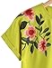 SweatyRocks Women's Casual Summer Tops Floral Embroidered Short Sleeve T Shirt Yellow Large