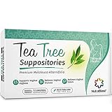 Nutrablast Tea Tree Oil Suppositories (12 Count) | All Natural Intimate Deodorant for Women | Restore Feminine pH Balance | Made in USA