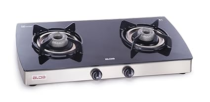 Glen Alda Kitchen Gas Stove CTA 122 2 Burner Stainless Steel Glass Cooktop - Manual Ignition