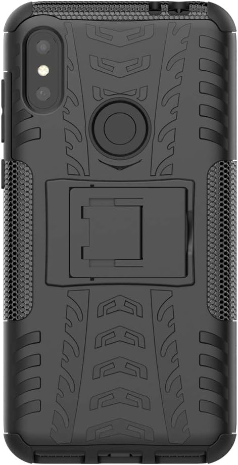 CASSIEY Heavy Duty Shockproof Military Grade Armor Dual Protection Layer TPU & Polycarbonate Hybrid Kick Stand Back Cover Case for Motorola Moto One Power (P30 Note) (Black)
