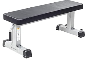 Sportsoul Flat Weight Bench Heavy Duty Fitness Bench For Weight Training, Home Gym Bench, Weightlifting and Strength Training, Upgraded Breathable Leathaire Bench Material, Grey