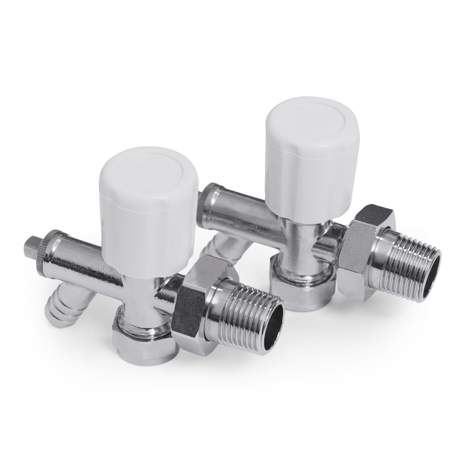 Vancoco Radiator Valve (Pair) - Angled Brass Radiator Valves with Lockshield and Drain Off Suit for Towel Radiators 1/2" /15mm Standard Thread