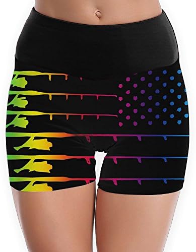 Retro Fishing American Flag Women's Yoga Shorts Pants Running Shorts Slim Fit M
