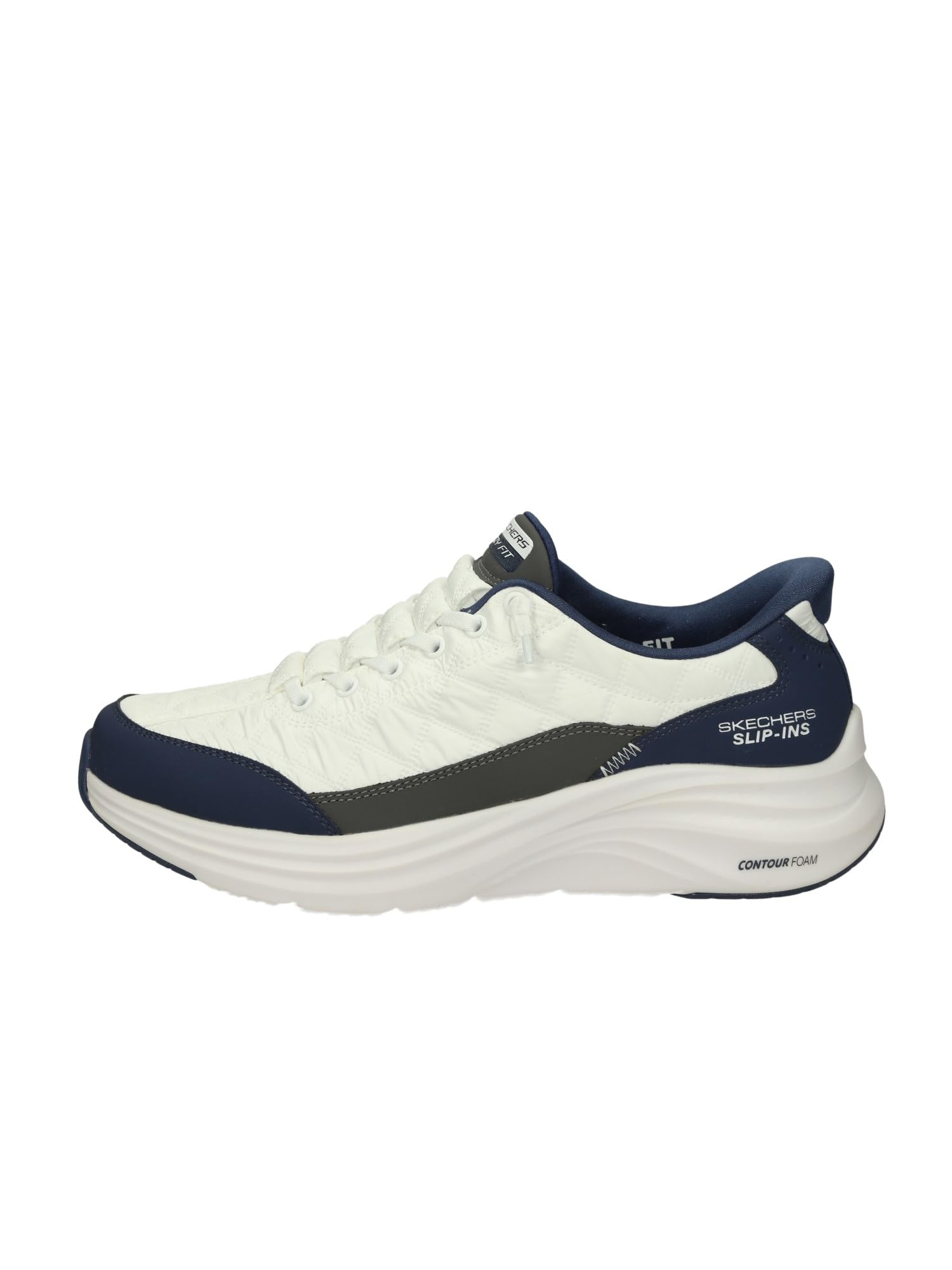 Skechers Men's Contour Foam Cozy Fit Hands Free Slip-in Sneaker,White/Navy,7 Image
