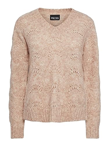 PIECES PCBIBBI LS Pull en Tricot à col en V Noos BC pour Femme Rose Nuage XS