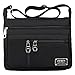 Crossbody Bag,Womens Travel Black Water Resistant Nylon with Multiple Zippered Bag by ZYSUN