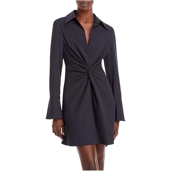 slim fit dress slacks Eliza J Jewel Neck Long Sleeve Fit & Flare With Trapunto Belt Navy main image 0