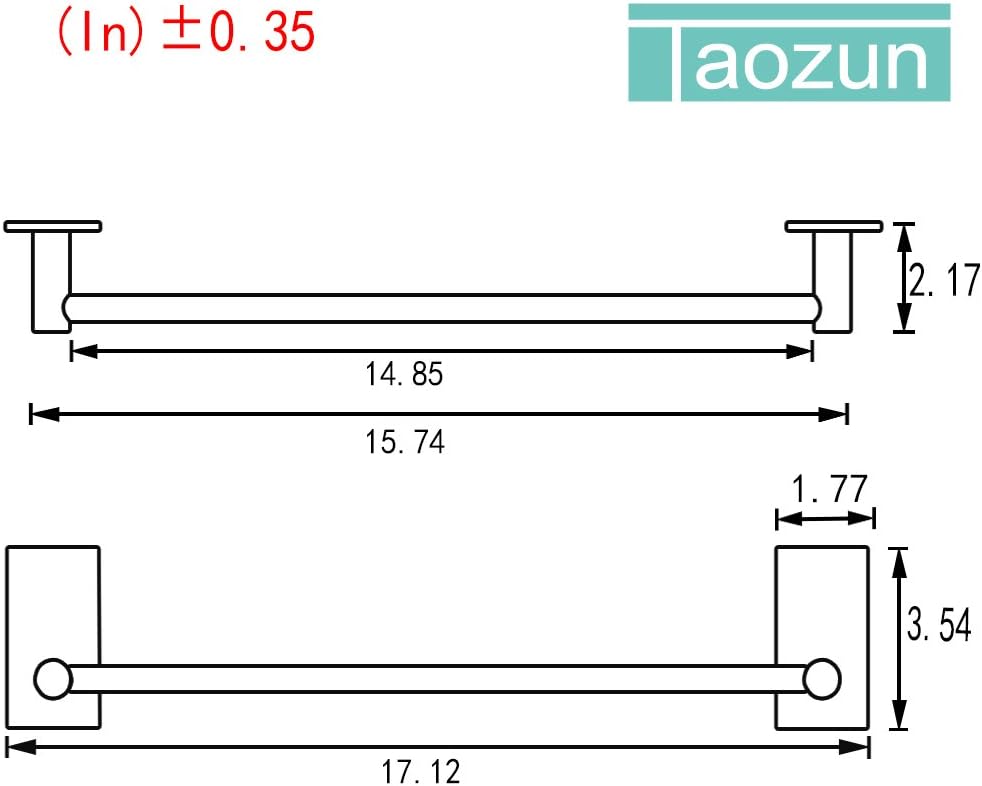 Taozun Self Adhesive 16-Inch Bathroom Towel Bar Brushed SUS 304 Stainless Steel Bath Wall Shelf Rack Hanging Towel Stick On Sticky Hanger Contemporary Style: Home & Kitchen