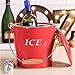 T686 Vintage Red 4L Metal Double Walled Ice Bucket Set/Home Kitchen Gifts With Lid/wooden Handle And Scoop