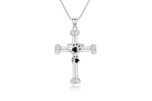 SOESON Cross Necklace Sterling Silver Faith Angel Wings Celtic Butterfly Bachelor Cap Necklace Cross Pendant Religious Jewish Christian Jewelry Gifts for Women Mother's Day